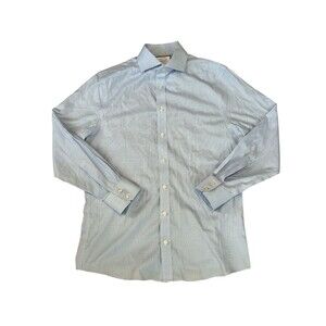 Charles Tyrwhitt Mens Blue Geometric Slim Fit Dress Shirt London 15.5 / 34in